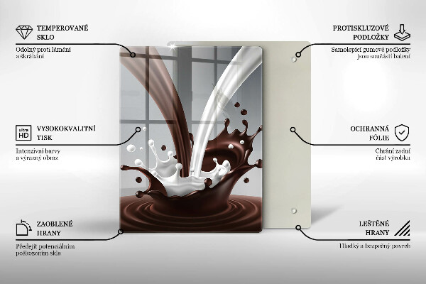 De vidrio templado leche y chocolate