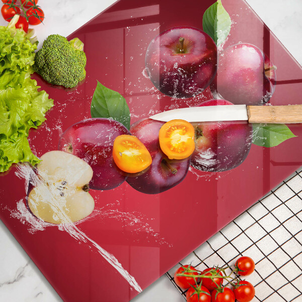 De vidrio templado Manzanas jugosas en agua