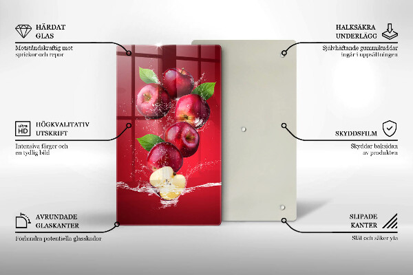 De vidrio templado Manzanas jugosas en agua