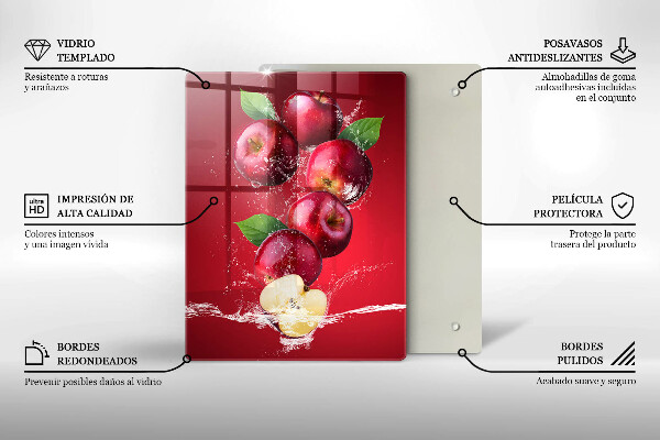 De vidrio templado Manzanas jugosas en agua