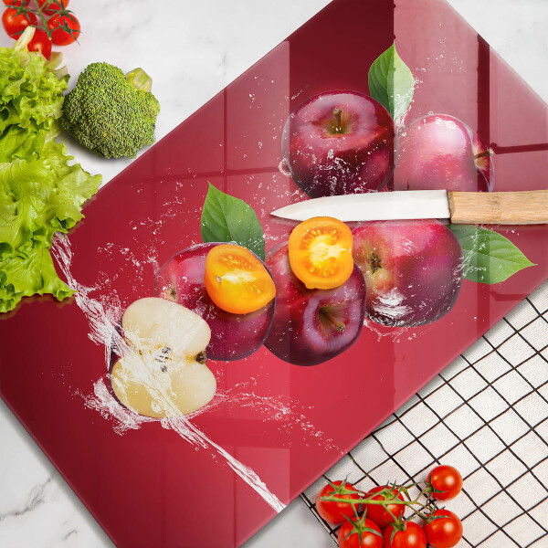 De vidrio templado Manzanas jugosas en agua