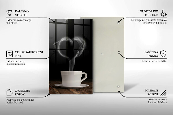 De vidrio templado Corazón de taza de café