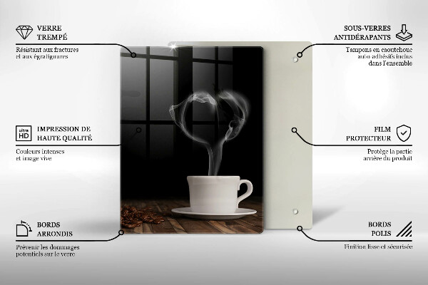 De vidrio templado Corazón de taza de café