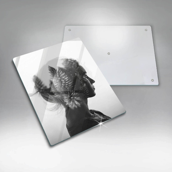 De vidrio templado mujer y bosque