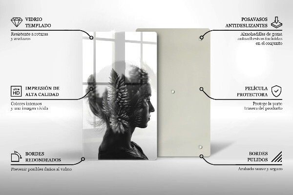 De vidrio templado mujer y bosque