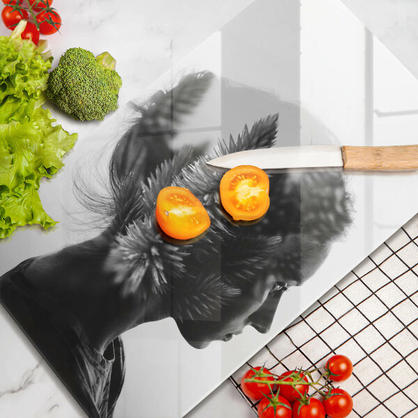 De vidrio templado mujer y bosque