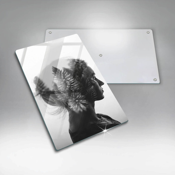 De vidrio templado mujer y bosque