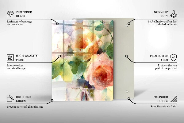 De vidrio templado flores pintadas