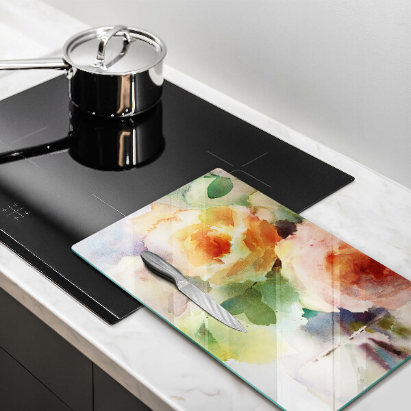 De vidrio templado flores pintadas