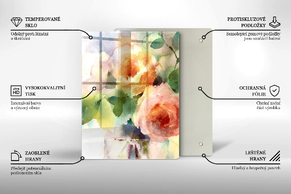 De vidrio templado flores pintadas