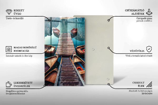 De vidrio templado Barcos en el lago