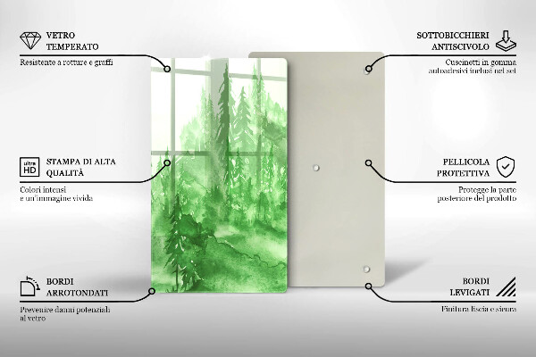 De vidrio templado bosque pintado