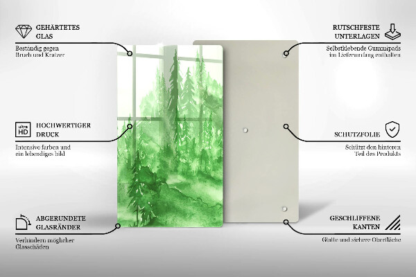 De vidrio templado bosque pintado