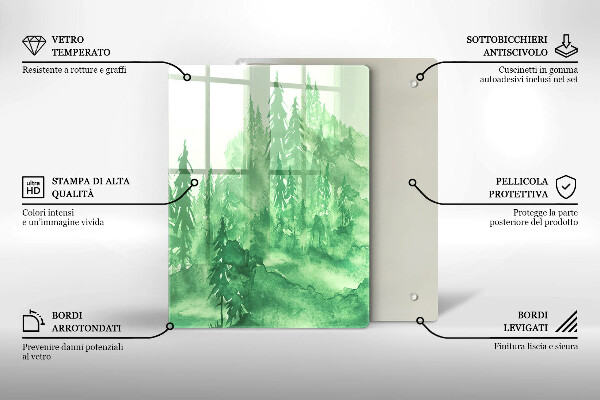 De vidrio templado bosque pintado