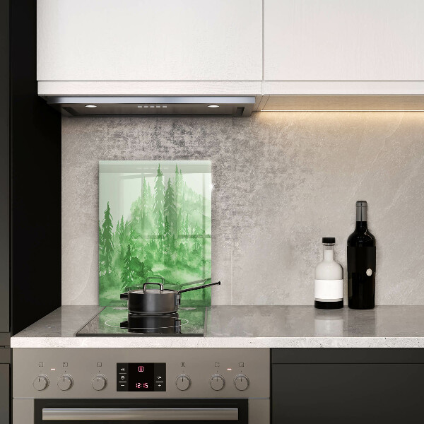 De vidrio templado bosque pintado