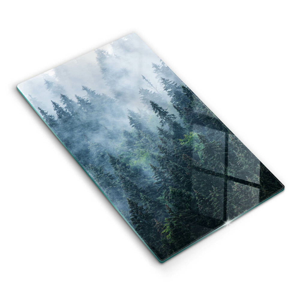 De vidrio templado Árboles forestales y niebla