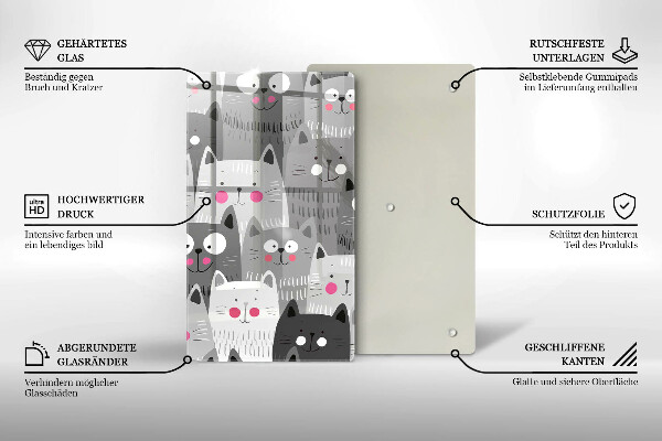 De vidrio templado Ilustración de gatos