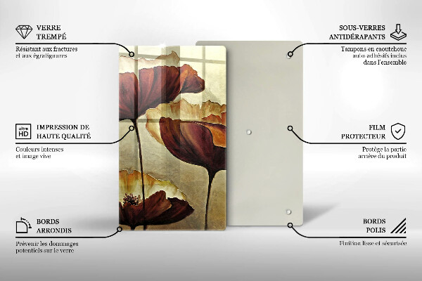 De vidrio templado Flores boho pintadas