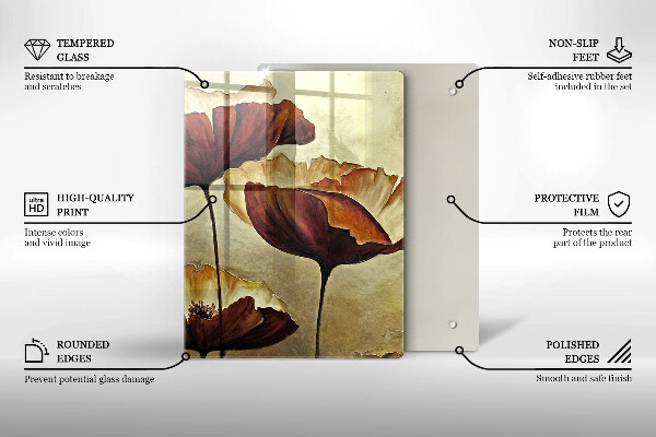 De vidrio templado Flores boho pintadas