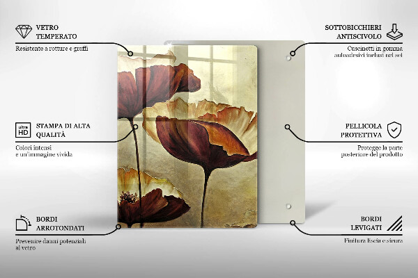 De vidrio templado Flores boho pintadas