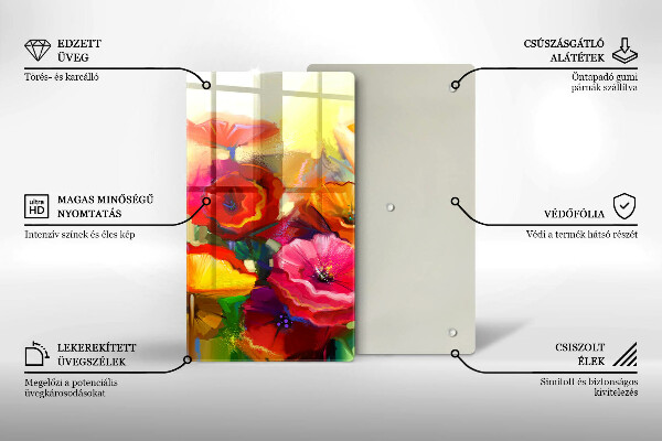 De vidrio templado Flores coloridas pintadas