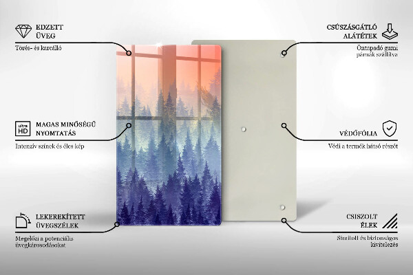 De vidrio templado bosque al atardecer