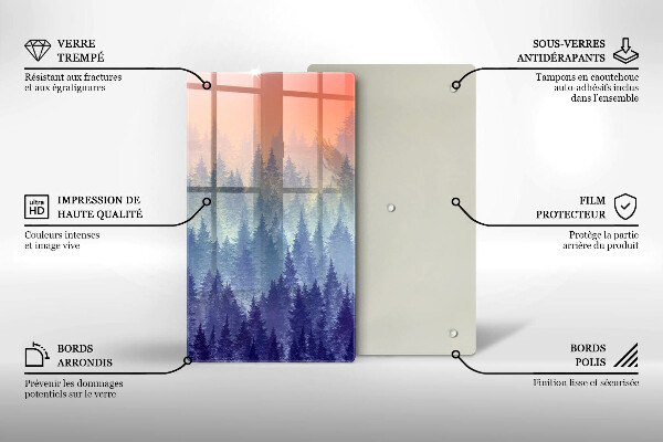 De vidrio templado bosque al atardecer