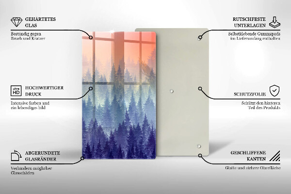 De vidrio templado bosque al atardecer