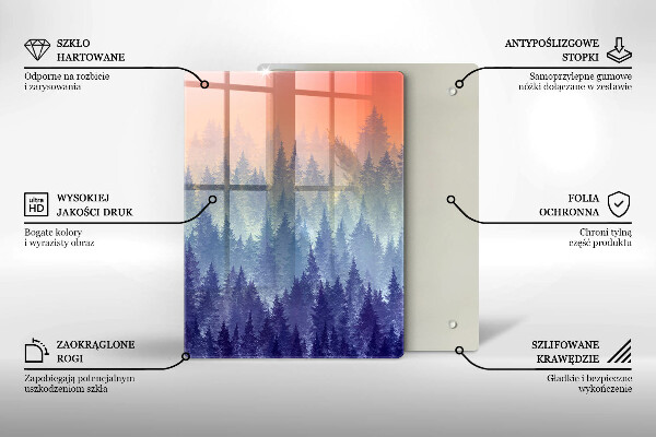 De vidrio templado bosque al atardecer