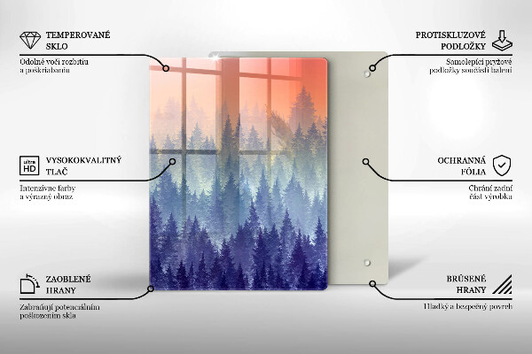 De vidrio templado bosque al atardecer