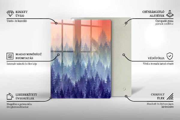 De vidrio templado bosque al atardecer
