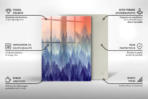 De vidrio templado bosque al atardecer