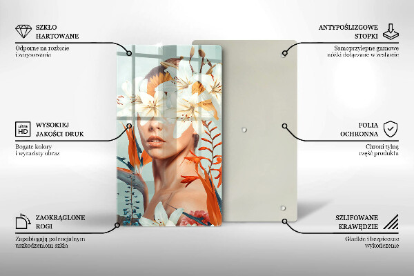 De vidrio templado mujer en flores