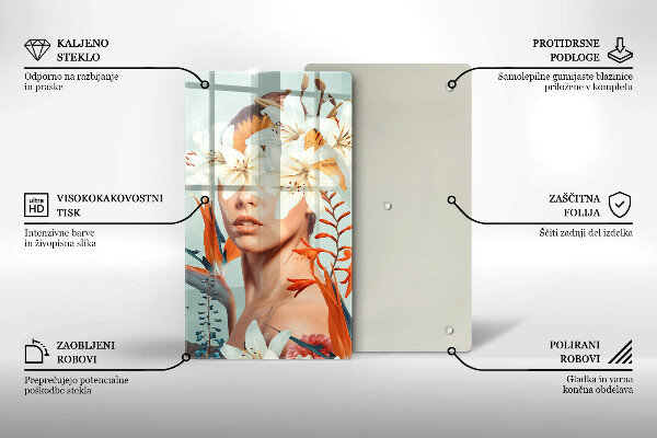 De vidrio templado mujer en flores