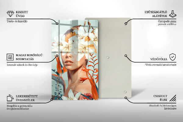 De vidrio templado mujer en flores