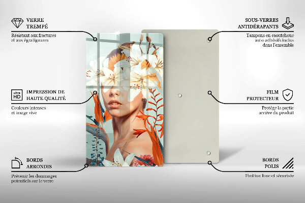 De vidrio templado mujer en flores