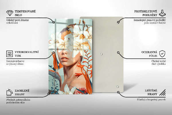 De vidrio templado mujer en flores