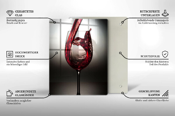 De vidrio templado Copa y vino tinto