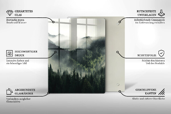 De vidrio templado Paisaje de bosque y niebla