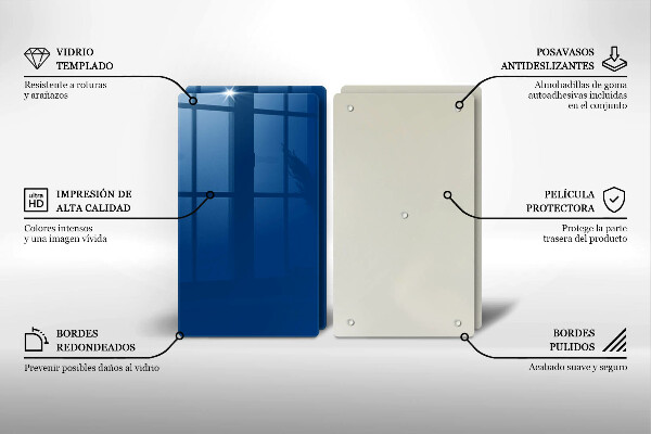 De vidrio templado Color azul