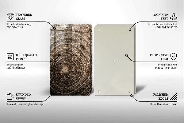 De vidrio templado Anillos de madera