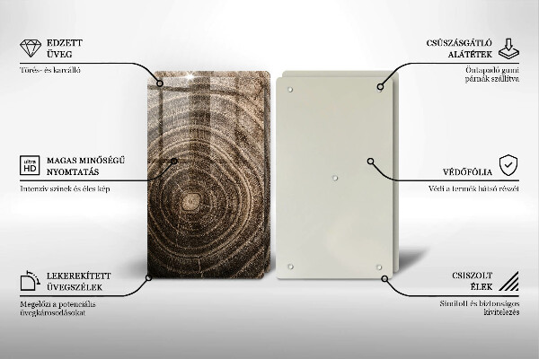 De vidrio templado Anillos de madera