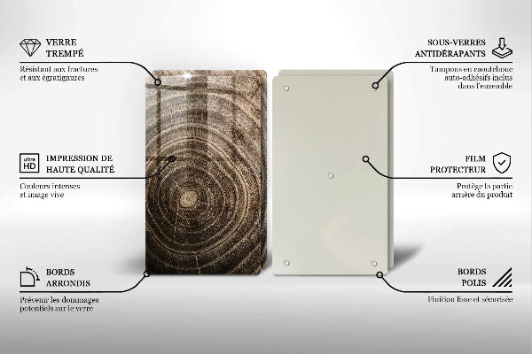 De vidrio templado Anillos de madera