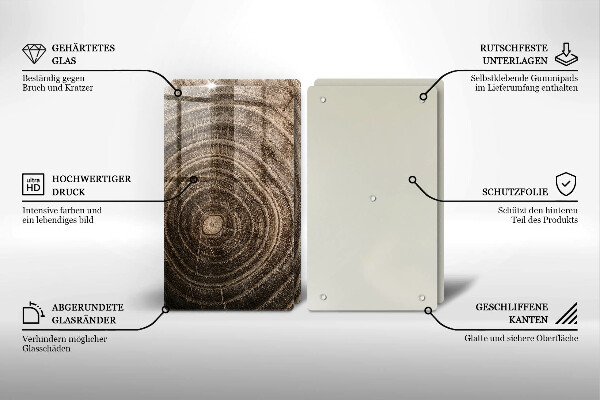 De vidrio templado Anillos de madera