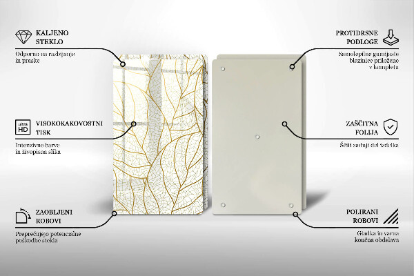 De vidrio templado Patrón de hojas de arte lineal