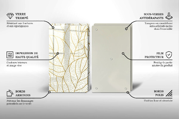 De vidrio templado Patrón de hojas de arte lineal