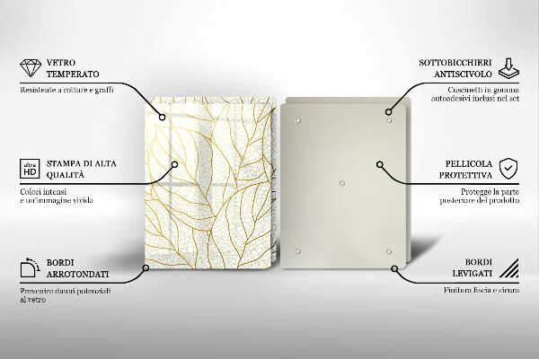 De vidrio templado Patrón de hojas de arte lineal