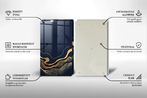 De vidrio templado Líneas doradas abstractas