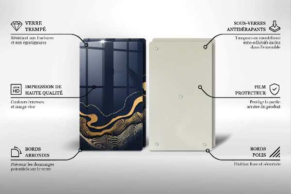 De vidrio templado Líneas doradas abstractas