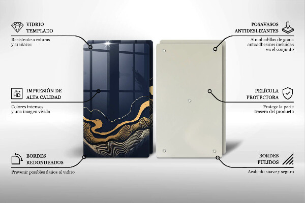 De vidrio templado Líneas doradas abstractas